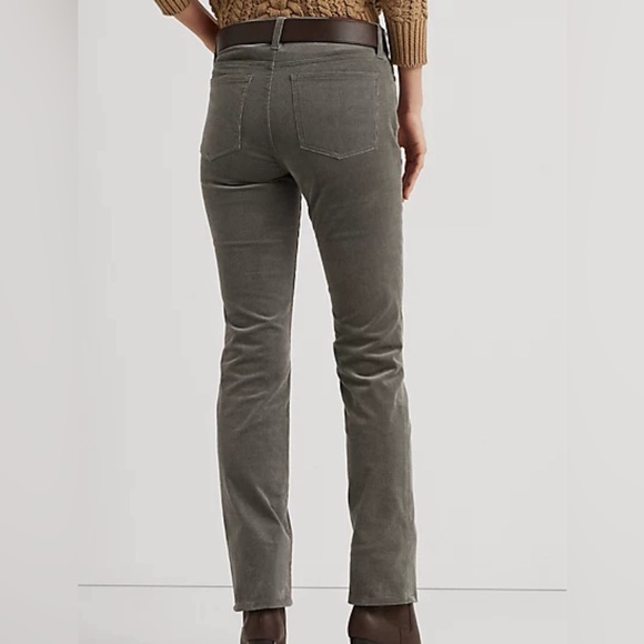 NWT Ralph Lauren Women’s Mid Rise Corduroy Straight Fit Grey Jeans Pants 14 - Picture 2 of 14